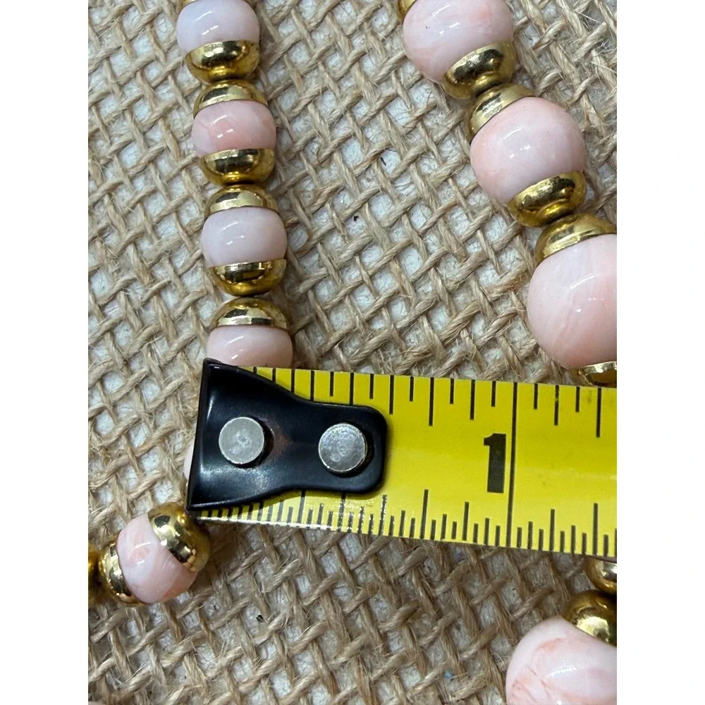 Vintage Avon Pink Faux Coral and Gold Tone Graduated Bead Necklace Bracelet Set